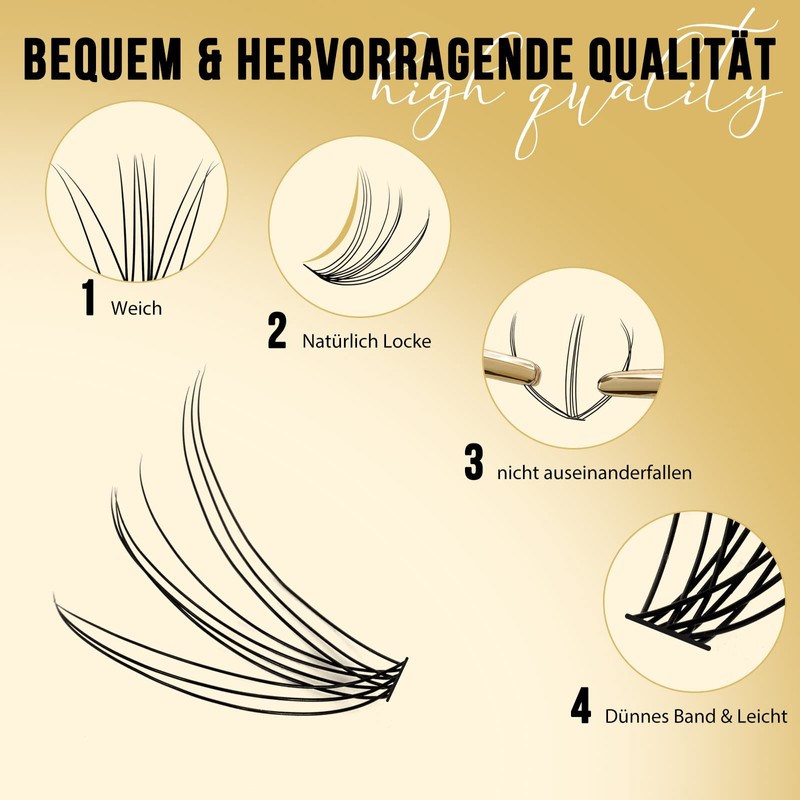 QUEWEL Individual Eyelashes, Pack of 320, Individual Eyelashes for Eye