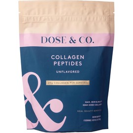 DOSE & CO. Pure Collagen Peptides Powder, Unflavored, 9.6 Oz, Supports Healthier Hair, Skin & Nails, Type I & III Bovine Collagen for Women & Men, Mixes Easily, Non GMO, Preservative & Gluten Free