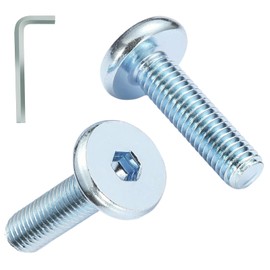 AMLOOPH M8 Bolts, M8 x 40mm Hex Socket Large Flat Head Carbon Steel Fully Threaded Furniture Screws/Bolts for Chairs, Cots, Beds and Tables (Pack Of 12- and a Wrench)