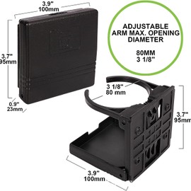 YLSDSW 2 Pcs Adjustable Folding Cup Drink Holder, Universal Automotive Cup Holders for Car Truck Boat Van, Black ABS Material