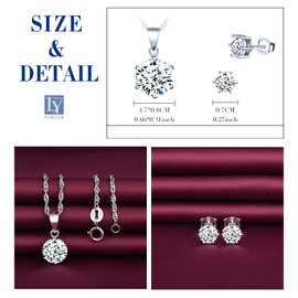 Yumilok Women's Stud Earrings and Necklace Jewellery Sets for Girls Women Necklace 925 Sterling Silver Jewellery Sets Gift Necklaces for Girls, Sterling Silver Sterling Silver Zirconia, Cubic Zirconia