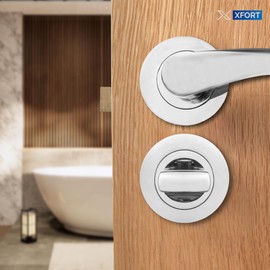XFORT Polished Chrome Thumb Turn Lock - Bathroom Door Lock Deadbolt Kit - Thumb Turn & Release Mechanism Ideal for Internal Wooden Toilet Door Locks