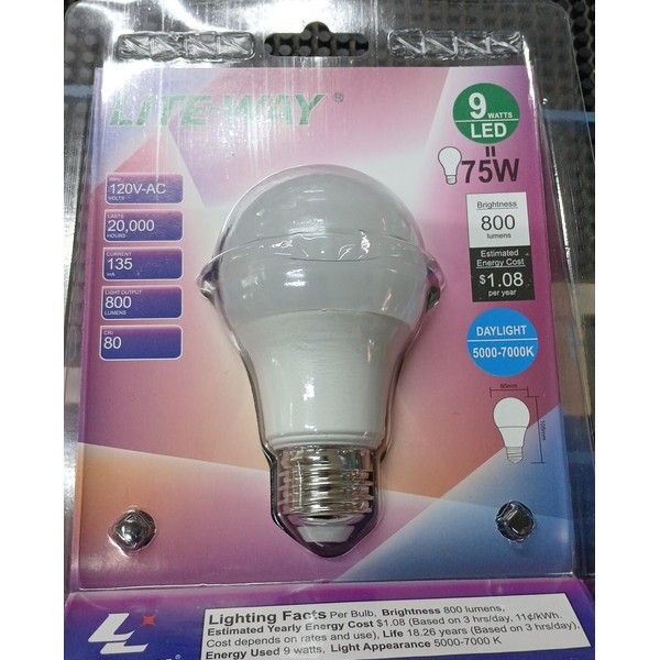 Lite-Way Bulb 800 Lumens Light White LED Day Light