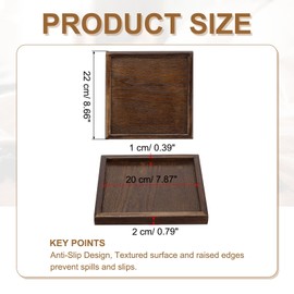 YELARXI Wooden Serving Tray Square Wood Serving Tray Decorative Platter, 8.7x8.7 Inch Fit for Home Decor Kitchen Coffee Table Candle Holder, (Brown)