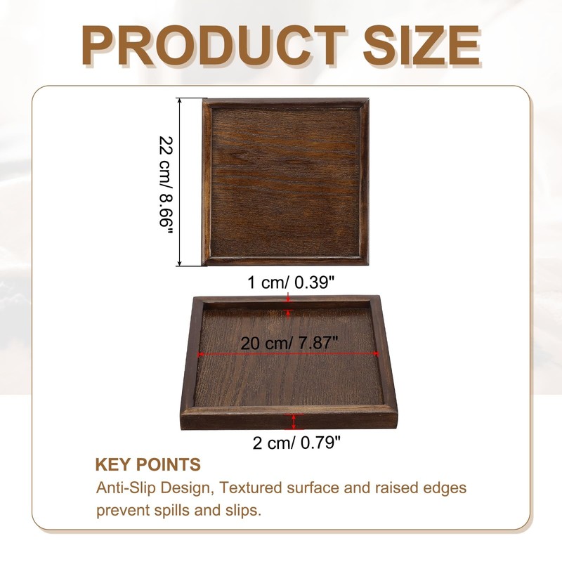 YELARXI Wooden Serving Tray Square Wood Serving Tray Decorative Platter,