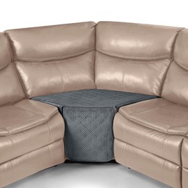 Timeles Waterproof Velvet Recliner Seat Cover for Corner Section Without Backrest Thick Soft Washable (Gray, Corner Piece Cover)