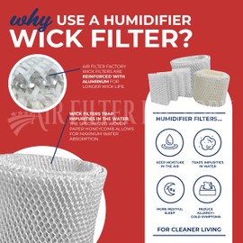 2-Pack Air Filter Factory Replacement For Duracraft D88, D88 R, D88R, DCM-200, DCM200 Humidifier Wick Filters