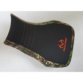 Hidden Comfort Camo HCC Racing seat Cover Compatible with Honda Rubicon Foreman 500 2005-2011 -Black Gripper Center/Realtree Xtra Green Orange Logo and Stitching