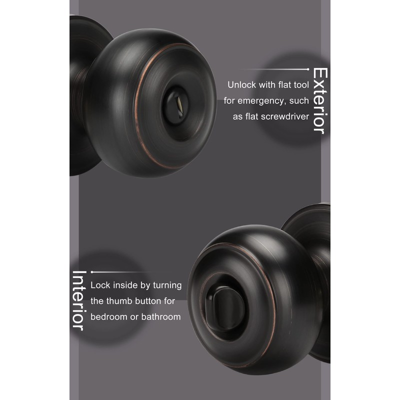 Goldenwarm Oil-Rubbed Bronze Interior Door Knobs, Interior Door Knobs Bedroom,