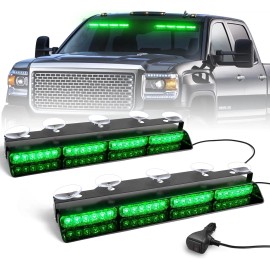 Emergency Dash Strobe Lights 2x16.8 Inch Red Blue 48W 48 LED Flashing Warning Hazard Interior Windshield Light BarLight Color: Green, Rated Power: 48, Beam Angle: Spot