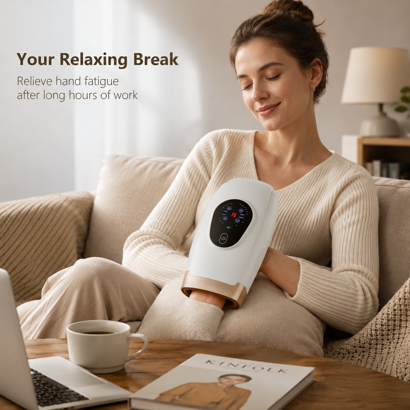 Portable Hand Massager for Office Relaxation – Heated Air Compression