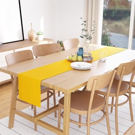 Encasa Table Runner Size 32x183 cm | Cotton Canvas Fabric | Sunbeam Yellow Solid Color | Machine Washable & Durable