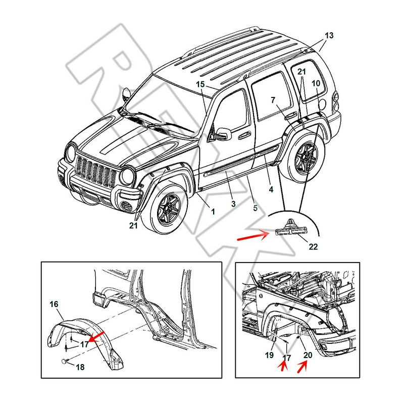 Rexka 45pcs Wheel Fender Flare Clips Hardware Kit for Jeep