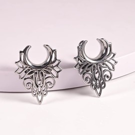 Vankula Ear Tunnel 1 Pair Saddle Flesh Plugs Hollow Stainless Steel for Men Women Ear Piercing Stretched Jewellery 8 mm to 19 mm, Metal