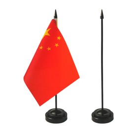 Vivid Color China Desk Flag Set - 8 x 5.5 Inches, Office Table Decoration, Fade Resistant