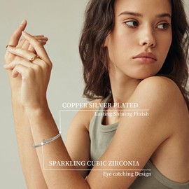 SIXDUTON Bangle Bracelet with Cubic Zirconia, Women, 14K Gold Glitter Bracelet, Adjustable Friendship Bracelets, Jewellery Gift for Women, Girls, Wife, Mother, One size, Copper, No Gemstone