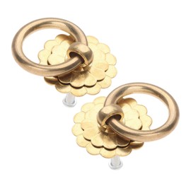 dophee 2Pcs 1.18" Vintage Copper Round Ring Style Dresser Drawer Cabinet Pull Handle Knob with Screws, Brass