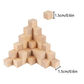 Unfinished Wood Cubes, 50 PCS Natural Crafts Square Blocks for DIY Crafts Home Decoration (0.6 inch)