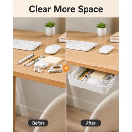 Under Desk Drawer Organizer for Office & Study - Self-Adhesive Pull-Out Storage for Small Essentials