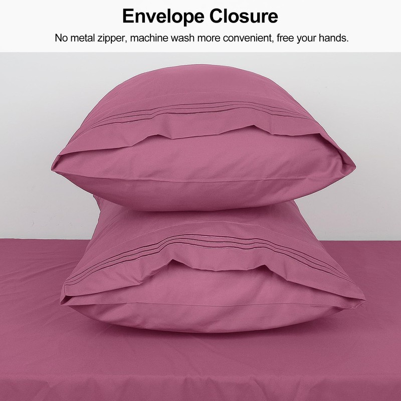 Lirex Pillow Cases (2 Pack), 1800 Thread Count Embroidered King