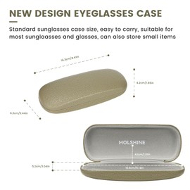MOLSHINE Hard Shell PU Leather Glasses Case,Travel Portable Eyeglass Case for Men Women Girl Travel Study Work (Olive green)