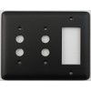 Classic Accents Rounded Black 3 Gang Combo Switch Plate -