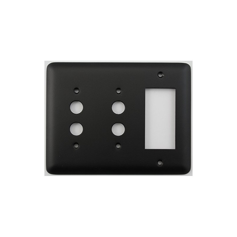 Classic Accents Rounded Black 3 Gang Combo Switch Plate -