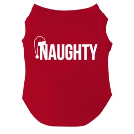 Naughty Christmas Dog Tee Shirt Sizes for Puppies, Toys, and Large Breeds (Red, Large 105)