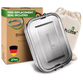 Blockhtte Blockhtte Stainless Steel Lunch Box I 27oz I with free sealing I Bento Box 3 Compartments, Leak-Proof Food Containers, Metal Lunchbox for Travel & Work, Eco-Friendly Meal Storage Solution