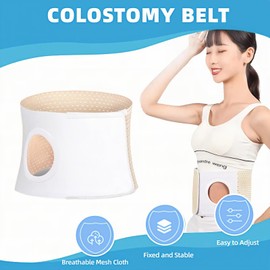 WEEOATAR Stealth Ileostomy Belt Stoma Guard, Easy Access with Magic Sticker, Breathable and Elastic Ostomy Stabilization Device for Men and Women (Beige, S)