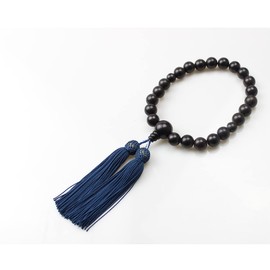 Ebony Prayer Beads for Men, Ebony [Nishijin Weave Rosary Bag Included] Can be Used in All Sect Buddhist Buddhist Prayer Beads Handmade (Banded Ebony)