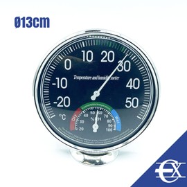 EUROXANTY Analogue Thermometer and Hygrometer Device, Humidity Meter with ABS Housing, Humidity Meter with Thermometer, Calibrable Hygrometer and Thermometer, Black