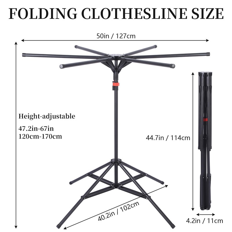 4-Leg Clothes Drying Rack with 6 Adjustable Poles for Indoor/Outdoorr,Clothing