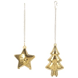 Cabilock Pack of 2 Tea Cup Strainer Loose Tea Leaf Infuser Christmas Tree Star Shaped Infuser Tea Cup in Strainer Tool