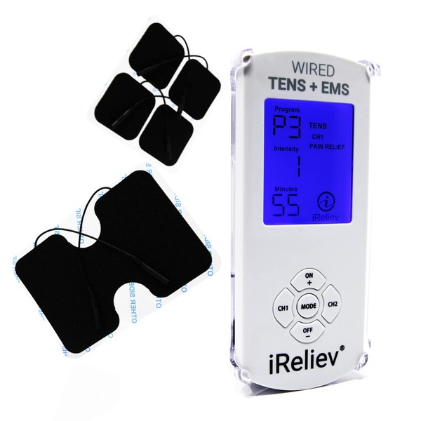 iReliev TENS Unit + EMS Muscle Stimulator Comes with 14