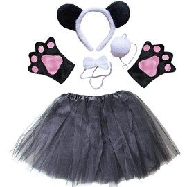 Kirei Sui Kids Animal Costume Panda Tutu and Ear Headband Black