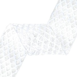 VATIN 4" White Christmas Ribbon, White Glitter Mesh Diamond Web Sequin Dots Wired Christmas Ribbon for Gift Wrapping Bow Making Wreath Supply-10 Yards