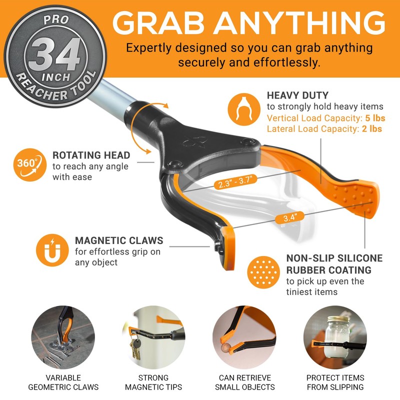 EZPIK Pro 34" Foldable Grabber Reacher Tool for Seniors -