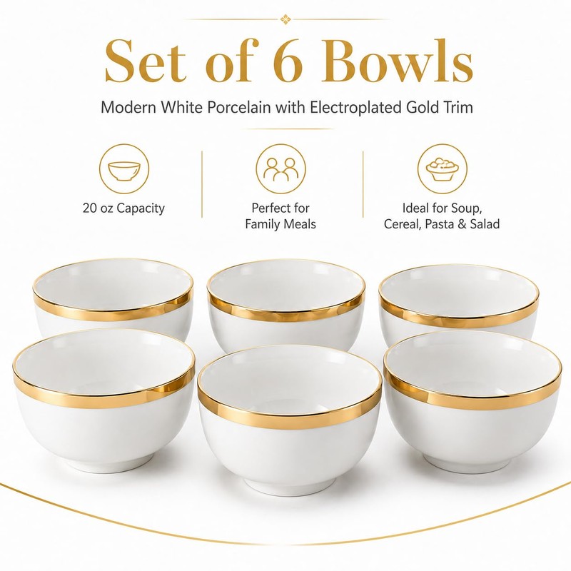 Loymokinar 20 oz Ceramic Bowls Set of 6 – Modern