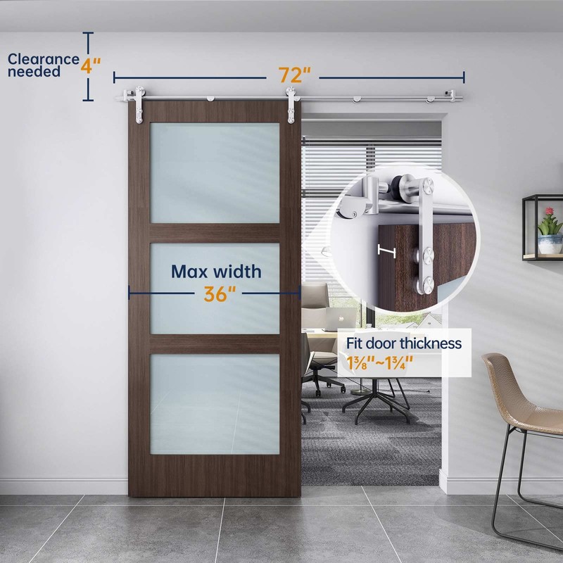 EaseLife 6 FT Stainless Steel Sliding Barn Door Hardware Track