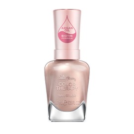 Sally Hansen Color Therapy Nail Polish | Biotin, Argan Oil, Long Lasting, Healthy Nails, Nail Strengthener, Semi-Opaque | 200 Powder Room | Soft Nude Nail Color