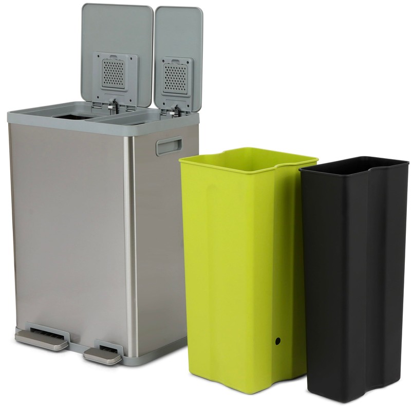 SIMPLI-MAGIC 16 Gallon (38L x 22L) Dual Compartment Step Trash