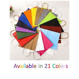 Matissa Pack of 6 Vertical Paper Gift Bags plain color 9" x 6" x 3" (21 x 15 x 8 cm) (Green)