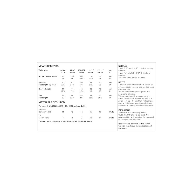 King Cole Ladies DK Knitting Pattern Chevron Pattern Sweater &