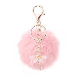 Kilener Ballet Keychain Fur Ball Keychains for Women Ballerina Dancer Keychain Dance Keychains for Backpack Car keys Bag Accessories for Women Girls Gift for Ballet Dancer Dance Recital Gifts