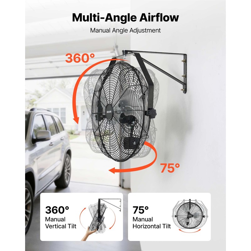18 Inch Wall Mount Fan, Waterproof, 3-Speed, IP44 Rated, 2