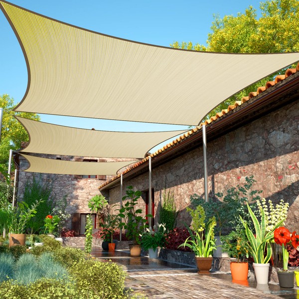 ShadeMart 12' x 16' Beige Sun Shade Sail UPF50 Rectangle