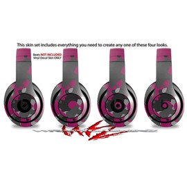 Skin Decal Wrap Compatible with Beats Studio 2 and 3 Wired and Wirelesss WraptorCamo Old School Camouflage Camo Fuschia Hot Pink Skin Only Headphones NOT Included