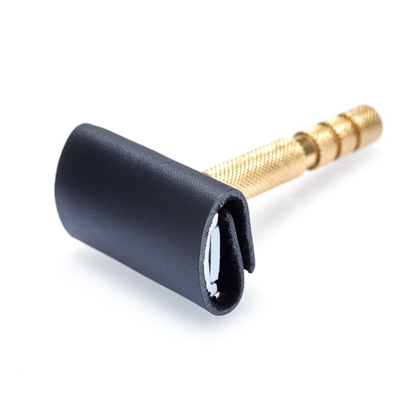 Safety Razor Head Protecting Leather Cover, Genuine Cowhide Leather Double