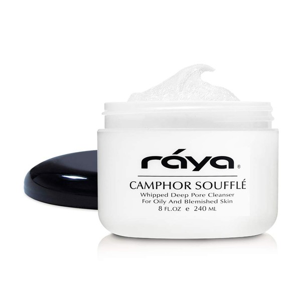 RAYA Camphor Soufflé Facial Cleanser 8 oz (101) | pH Balanced Face Wash for Oily, Blemished, and Break-Out Skin | Helps Reduce White-Heads and Black-Heads and Clear Clogged Pores